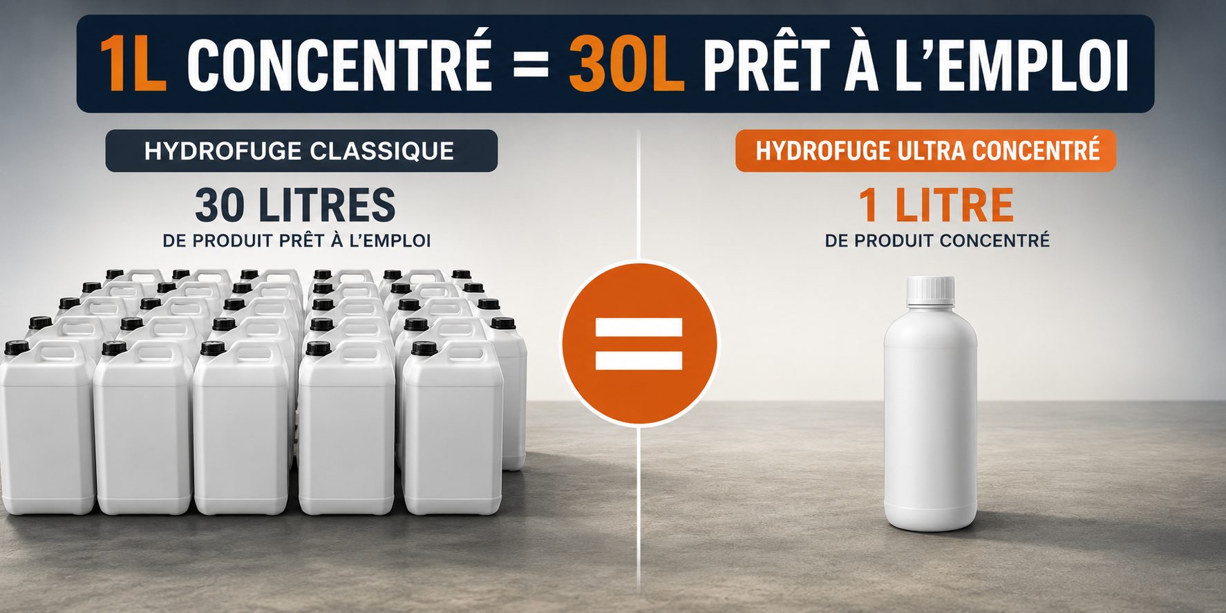 1L hydrofuge ultra concentré équivaut à 30L prêt à l'emploi